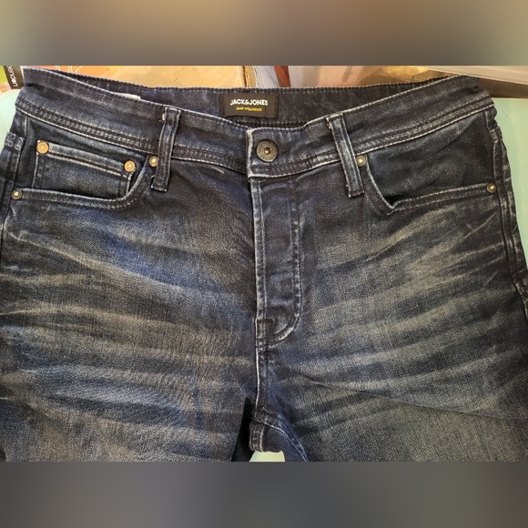 Mens Jack & Jones Medium Blue Distressed Jeans sz 32x32 - Picture 4 of 10